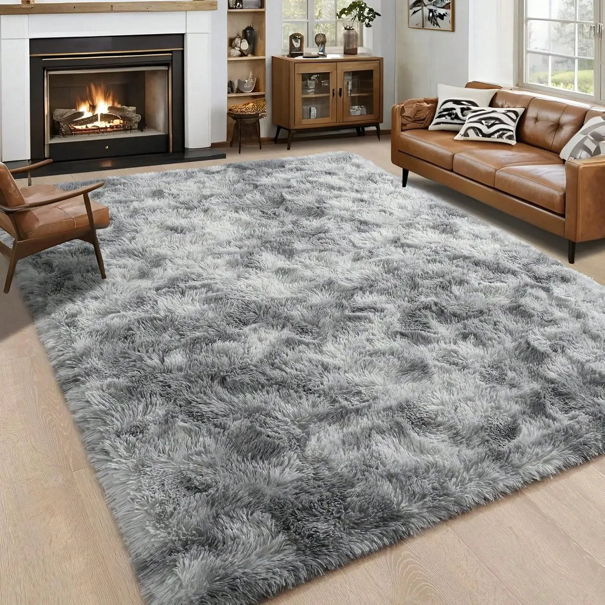 Thick Plush Long Pile Carpet Non Slip Soft Home Rug