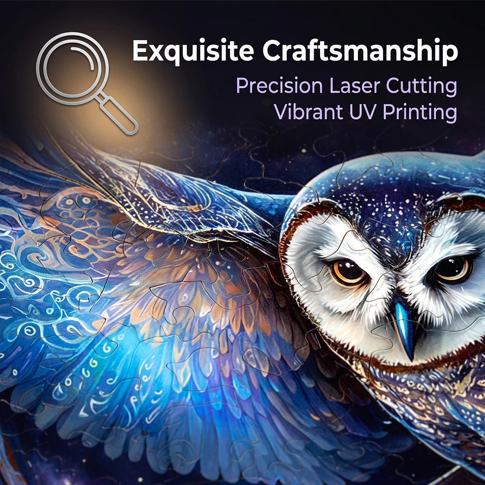 Supretty Mystical Galaxy Owl Wooden Jigsaw Puzzle for Home Decor