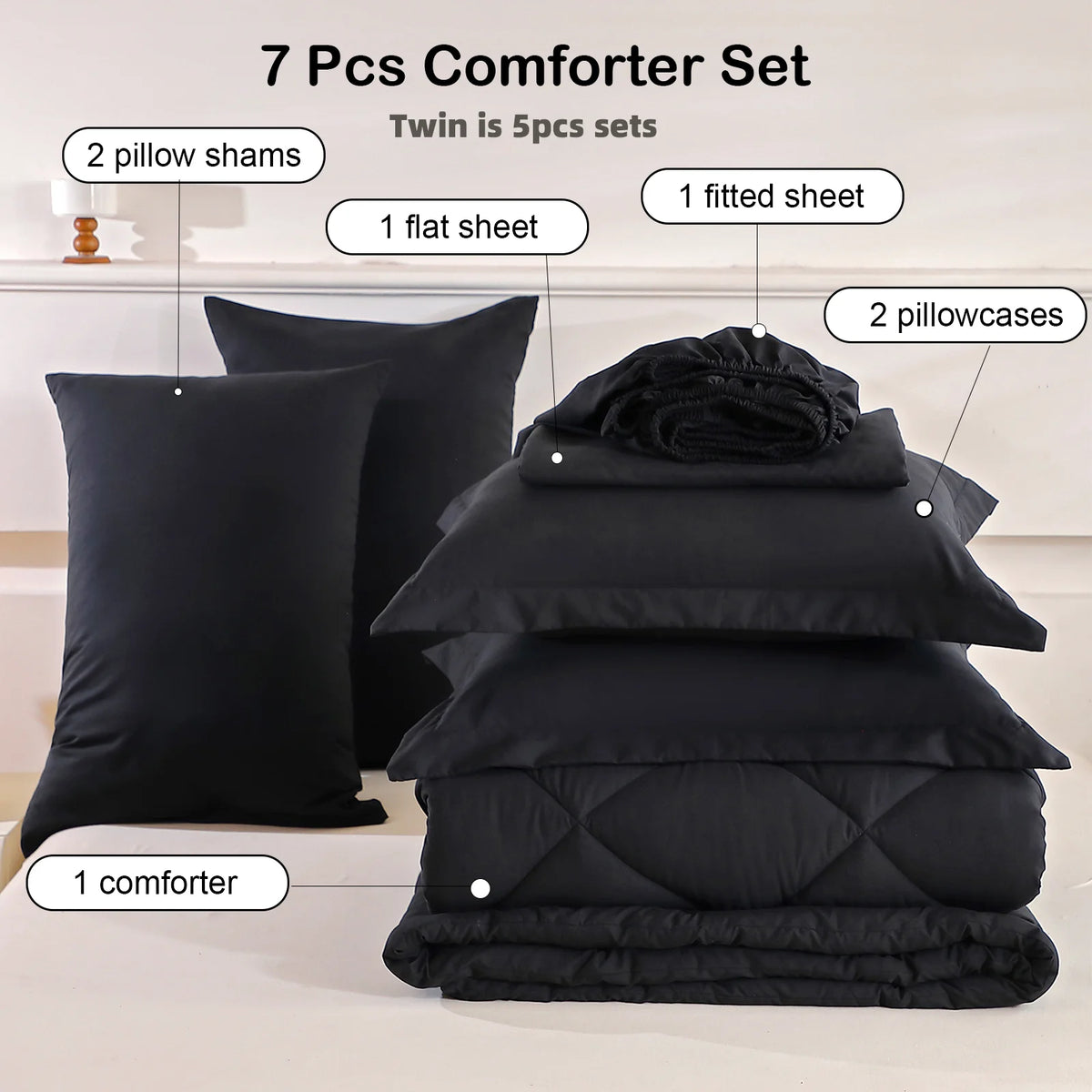 easYum Quilted Bedding Set With Comforter Sheets And Pillowcases