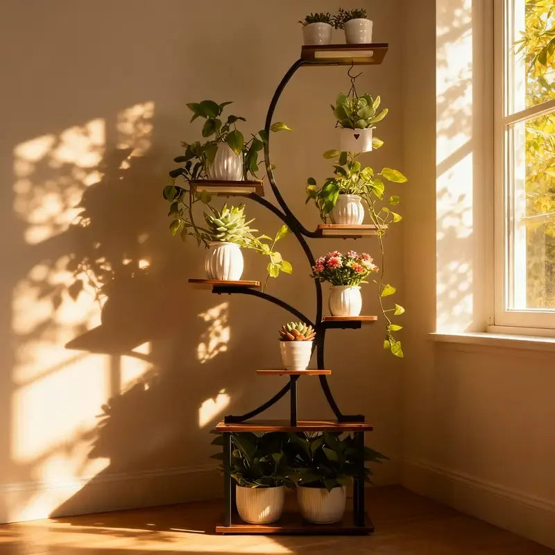 Metal Plant Stand With LED Grow Lights for Indoor Plants