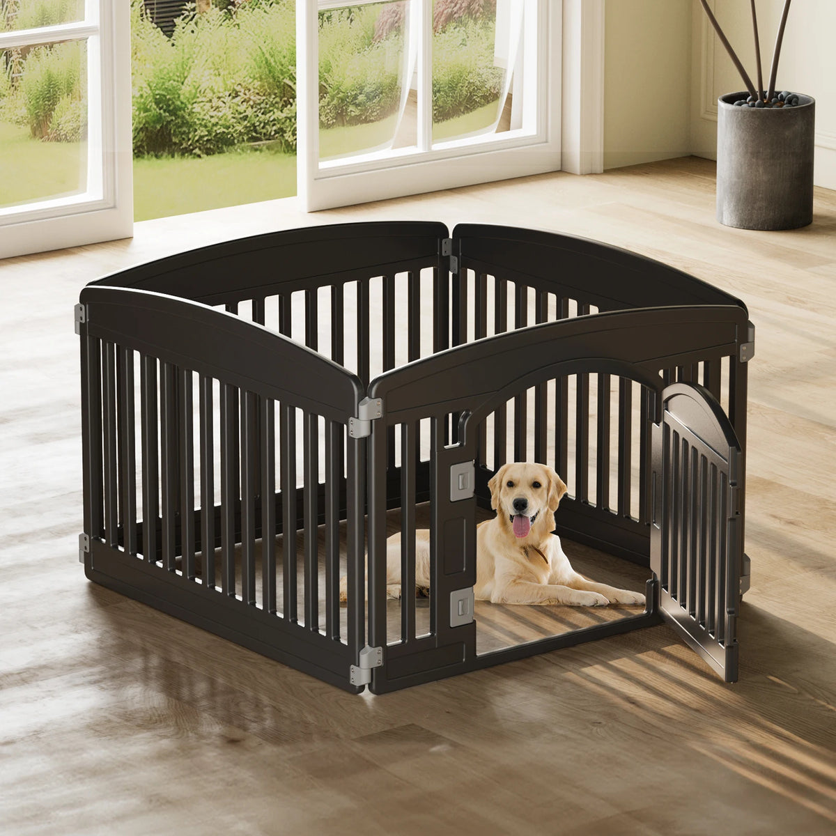 JHK Portable Plastic Dog Playpen With Expandable Panels