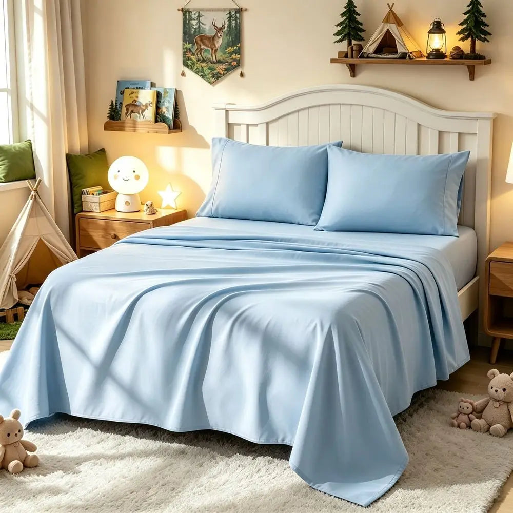 Bamboo Fiber Cooling Sheet Set With Pillowcases And Flat Sheet