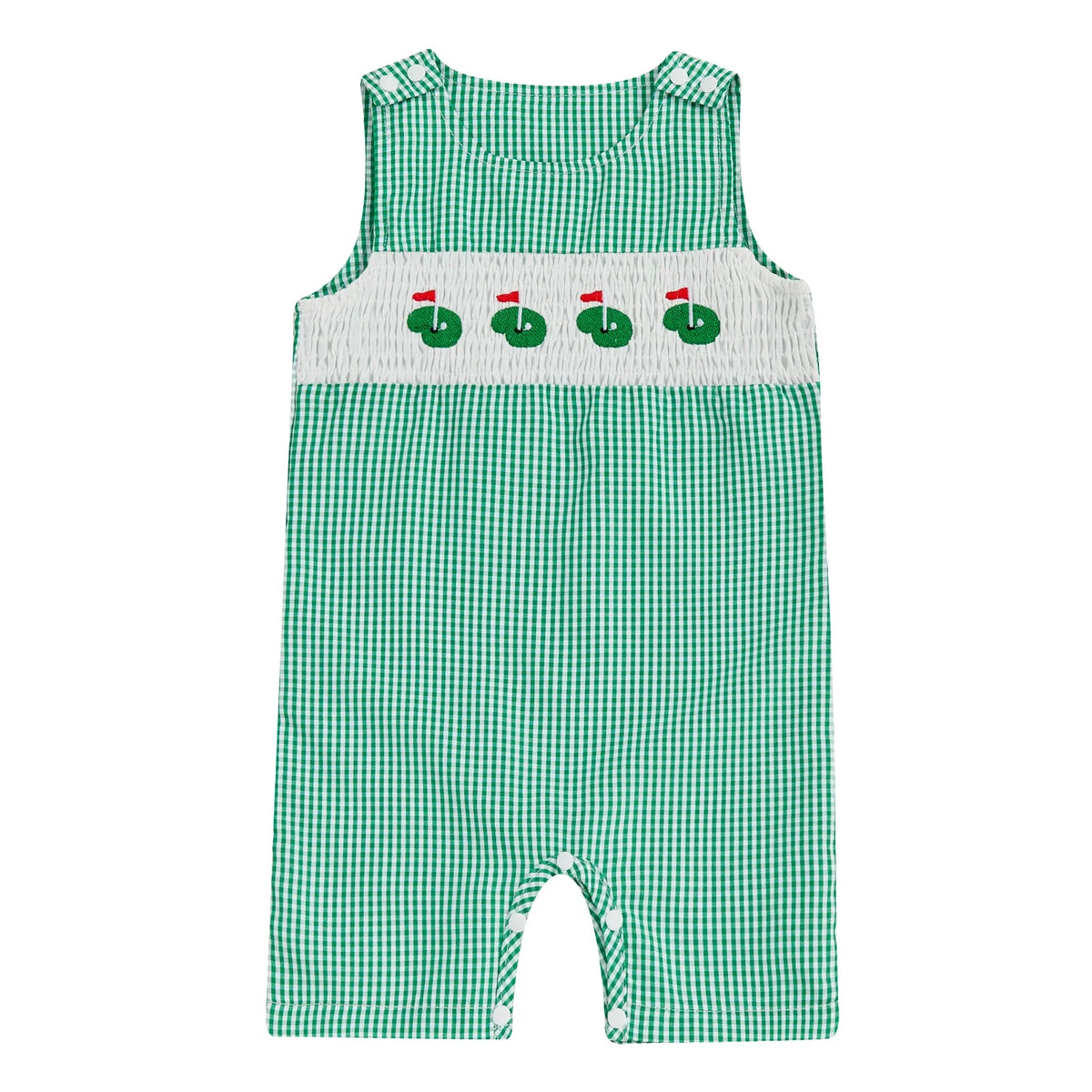 Embroidered Cotton Baby Romper With Sleeveless Button Front