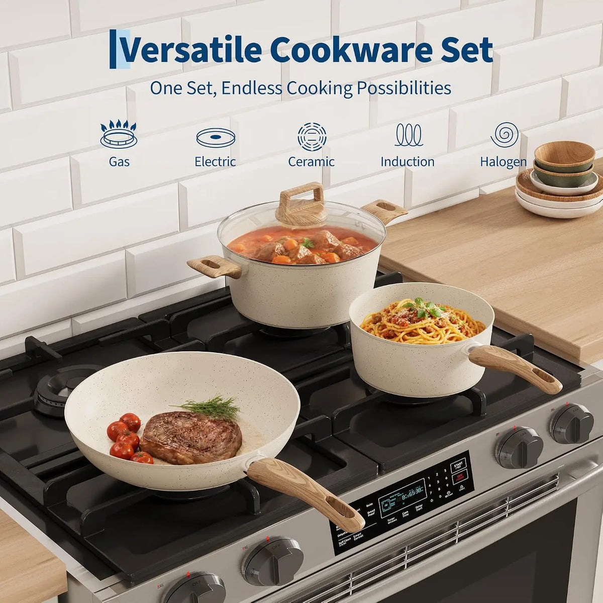TWISTER.CK Ceramic Nonstick Induction Cookware Set With Utensils