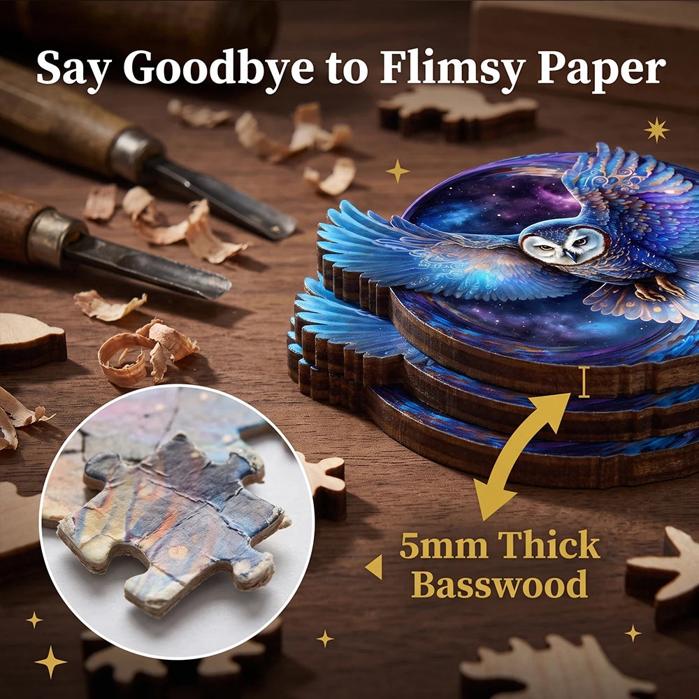 Supretty Mystical Galaxy Owl Wooden Jigsaw Puzzle for Home Decor