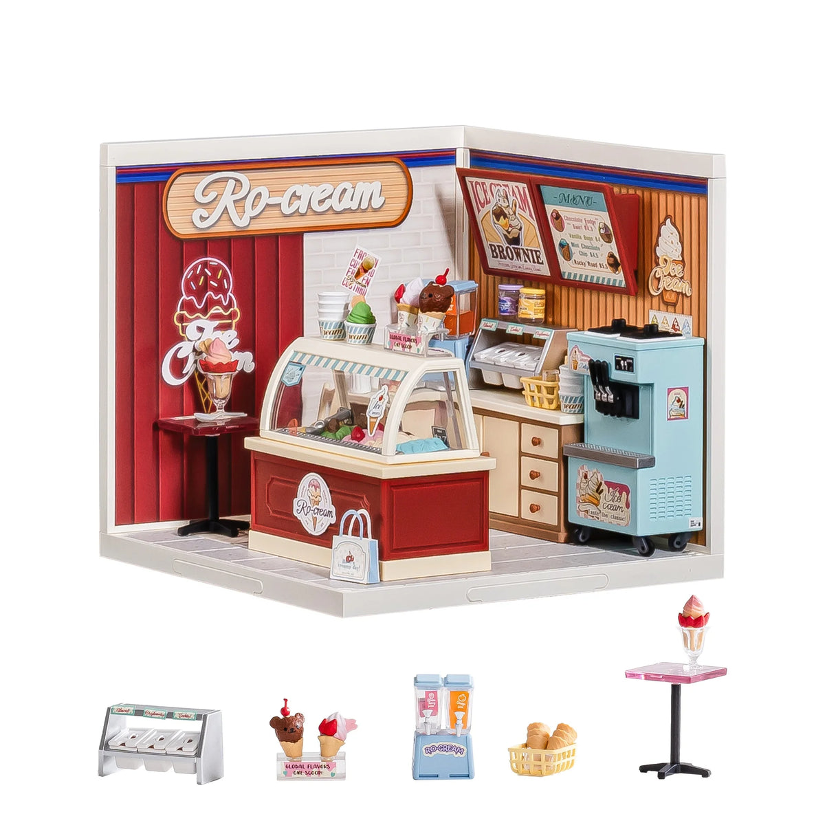 Rolife Flavorful Ice Cream DIY Miniature Dollhouse Kit With LED