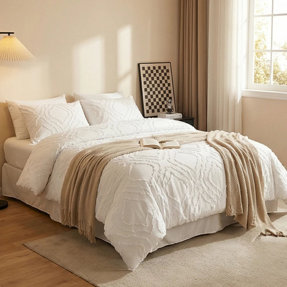 7 Piece Rustic Farmhouse Polyester Cotton Bedding Set With Sheets