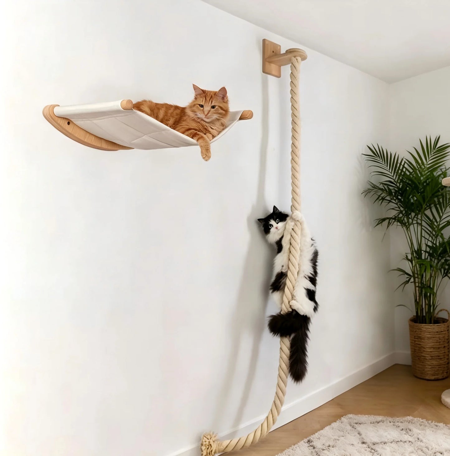 CWV Wall Mounted Cat Hammock With Sisal Scratching Steps