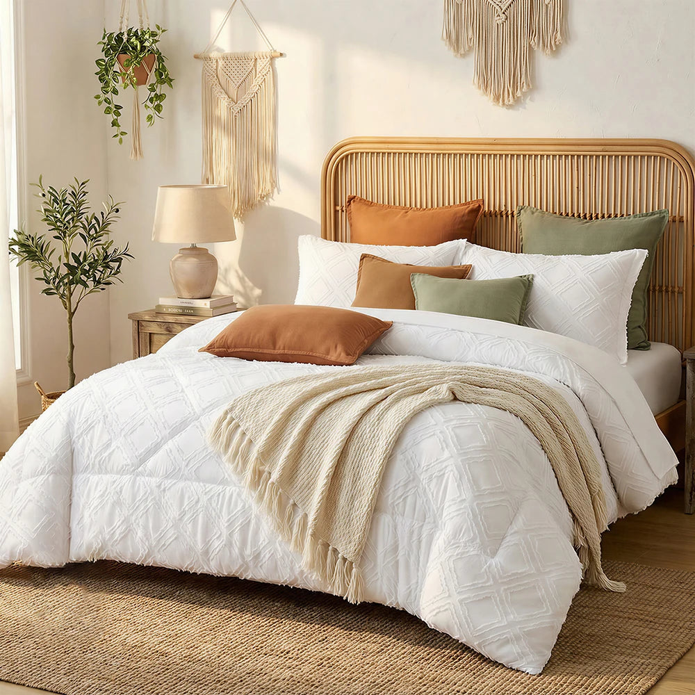 7 Piece Rustic Farmhouse Polyester Cotton Bedding Set With Sheets