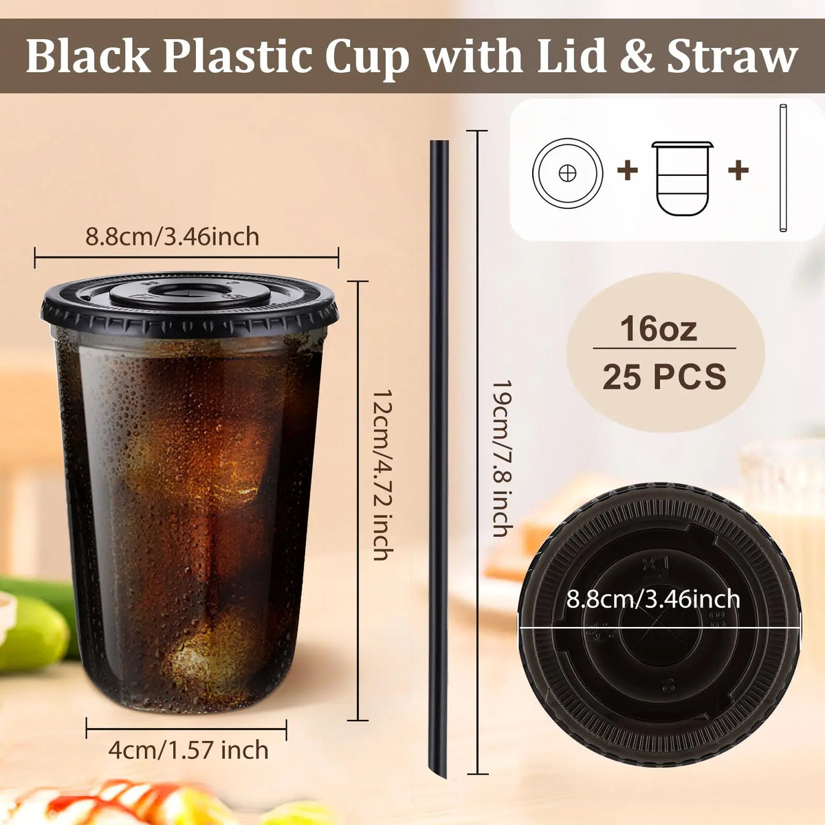 Disposable Plastic Cups With Lids And Straws For Cold Beverages