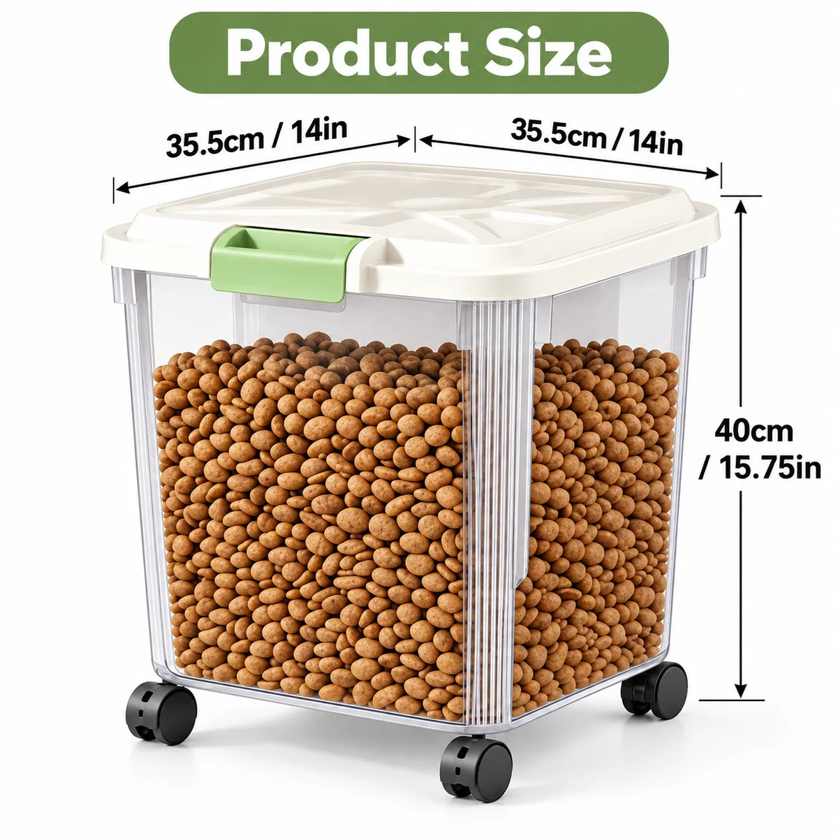 Airtight Pet Food Storage Container With Wheels And Measuring Cup