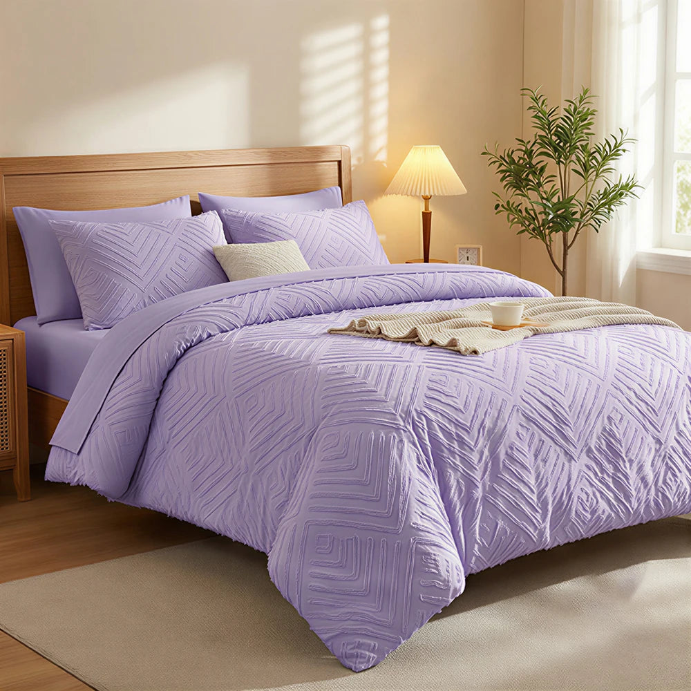 7 Piece Rustic Farmhouse Polyester Cotton Bedding Set With Sheets