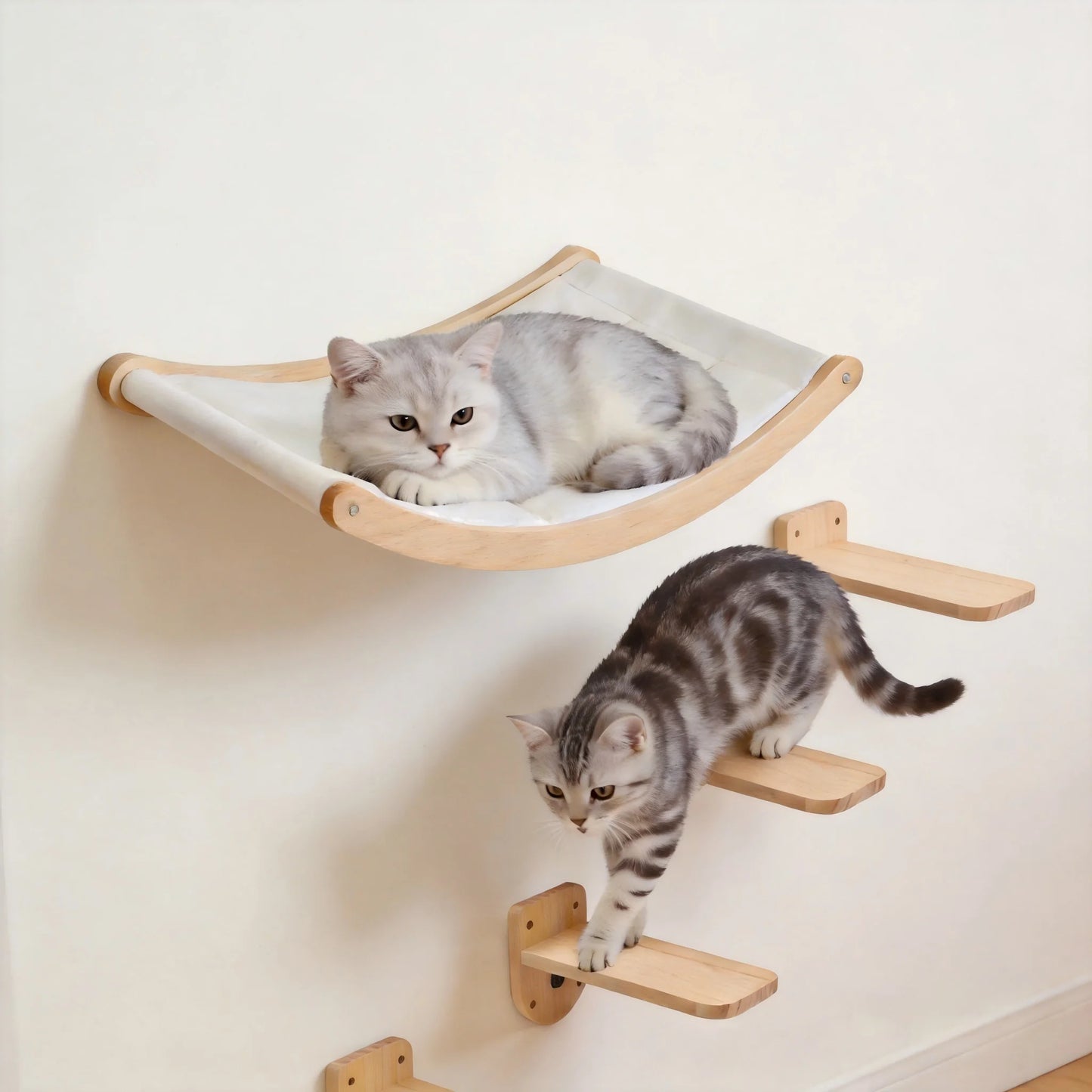 CWV Wall Mounted Cat Hammock With Sisal Scratching Steps