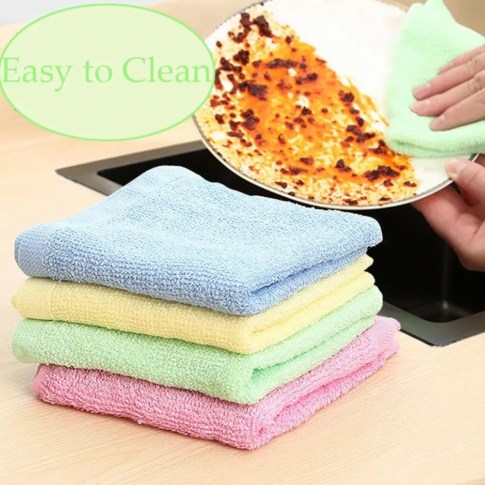 Bamboo Microfiber Cleaning Cloths Reusable Kitchen Dish Towels Quick Dry