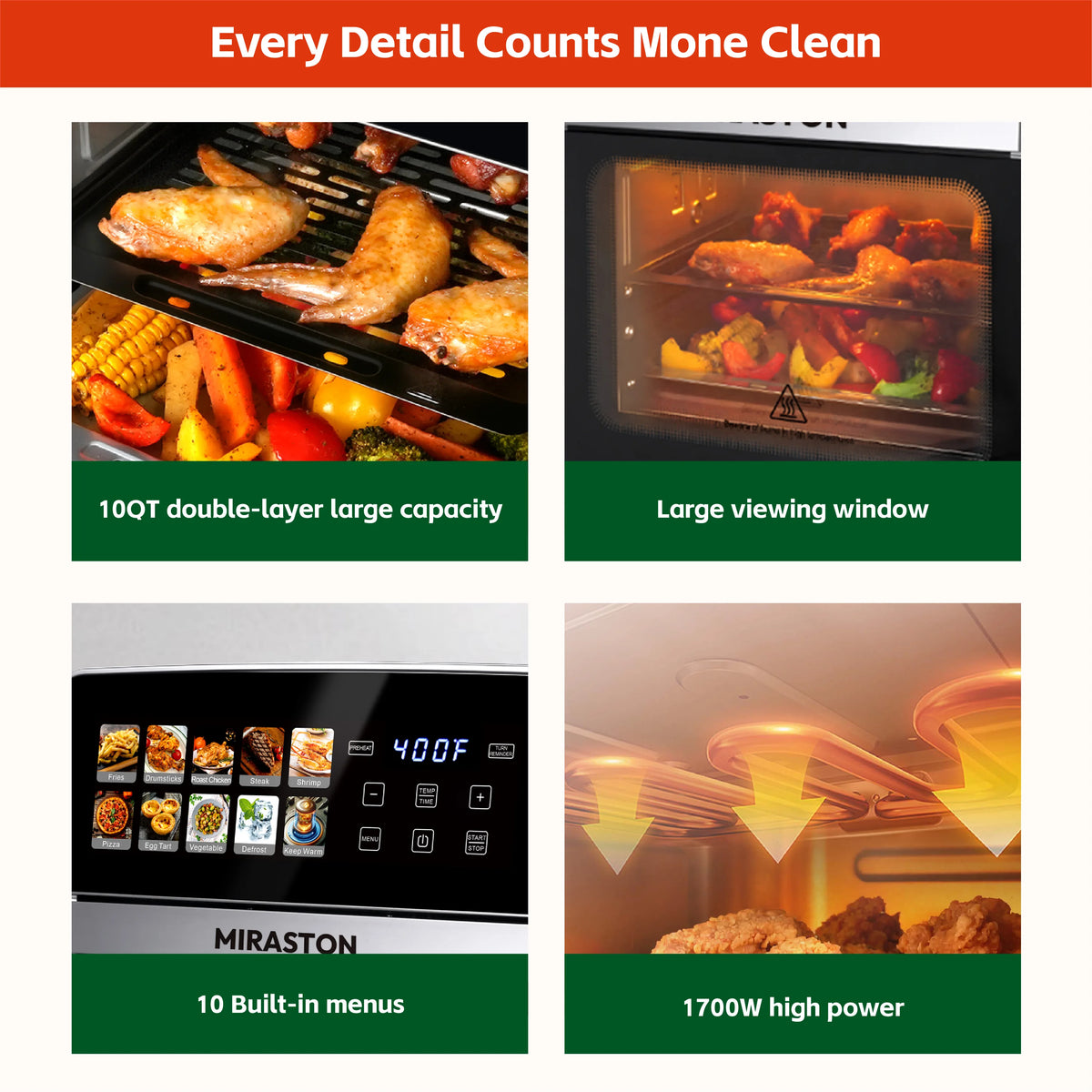 Air Fryer Toaster Oven Combo With Presets For Easy Cleaning