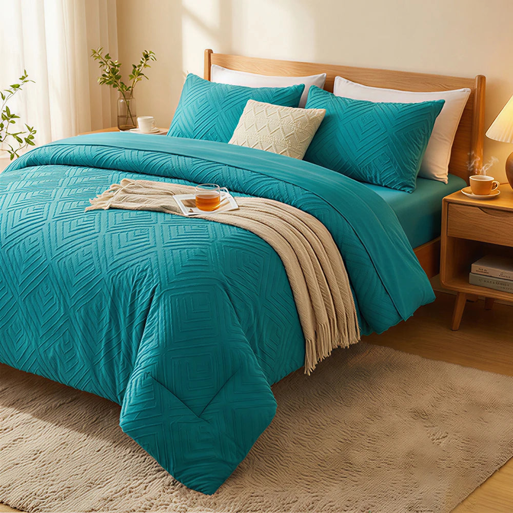7 Piece Rustic Farmhouse Polyester Cotton Bedding Set With Sheets
