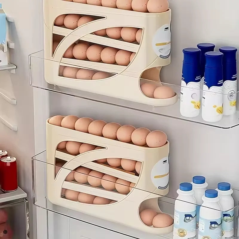 Multi Tier Sliding Egg Dispenser Automatic Rolling Refrigerator Storage Holder