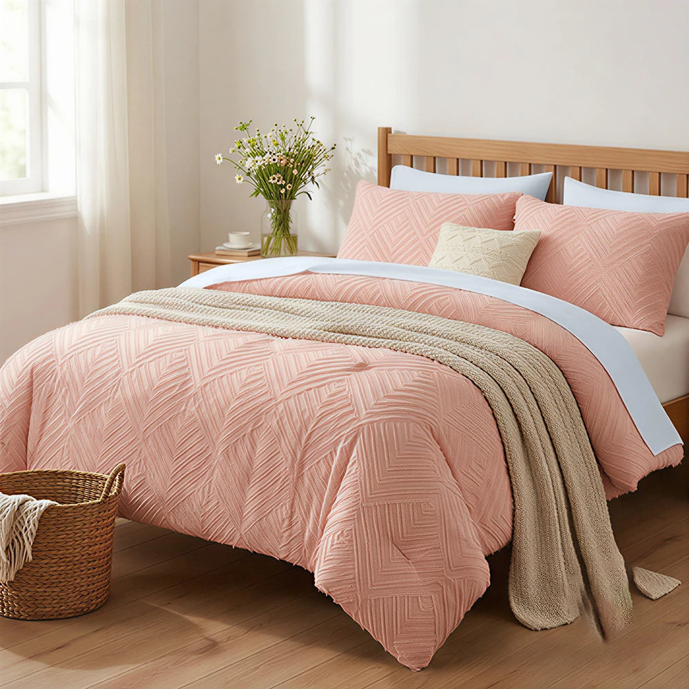 7 Piece Rustic Farmhouse Polyester Cotton Bedding Set With Sheets