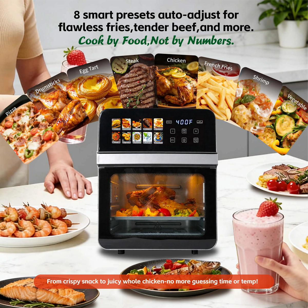 Air Fryer Toaster Oven Combo With Presets For Easy Cleaning