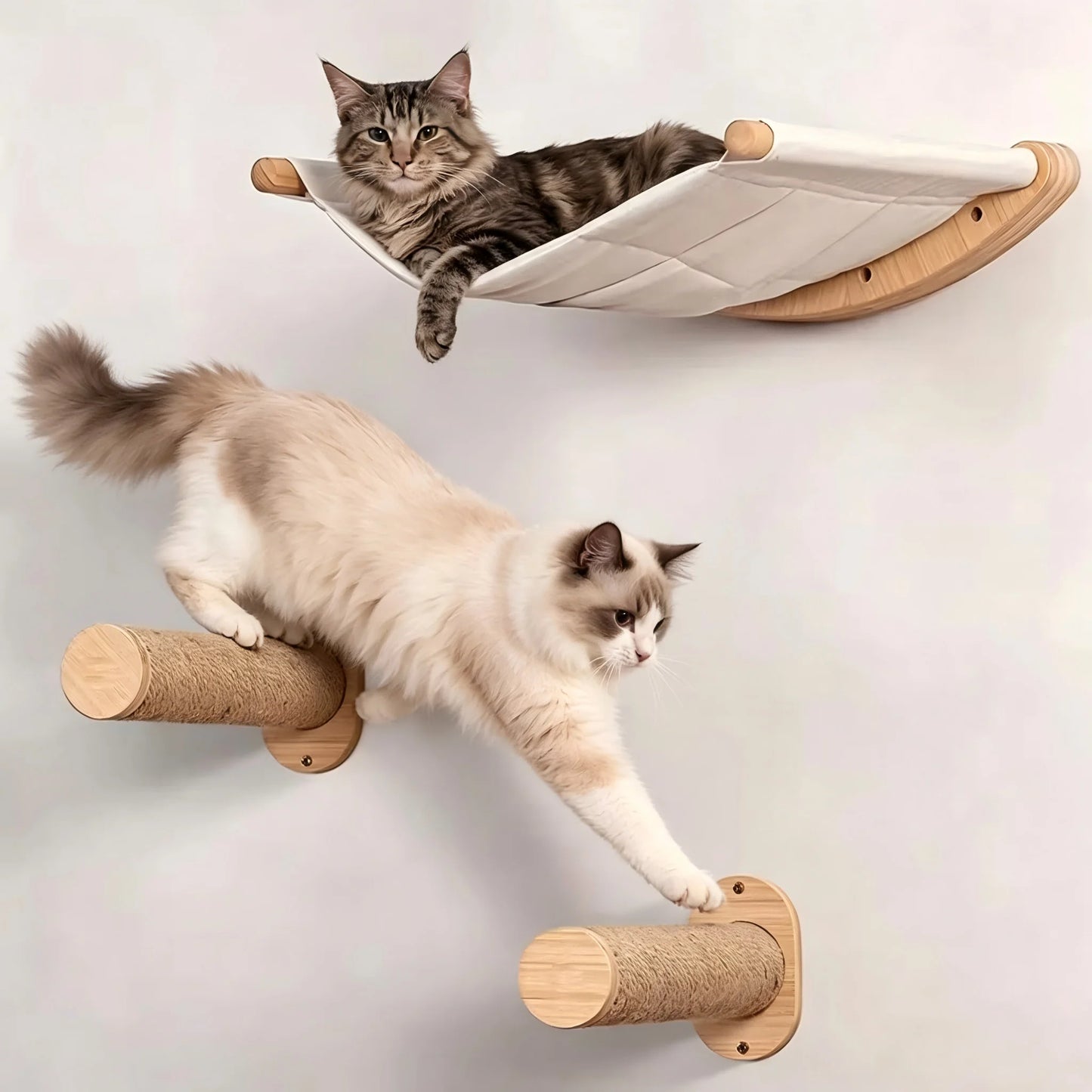 CWV Wall Mounted Cat Hammock With Sisal Scratching Steps