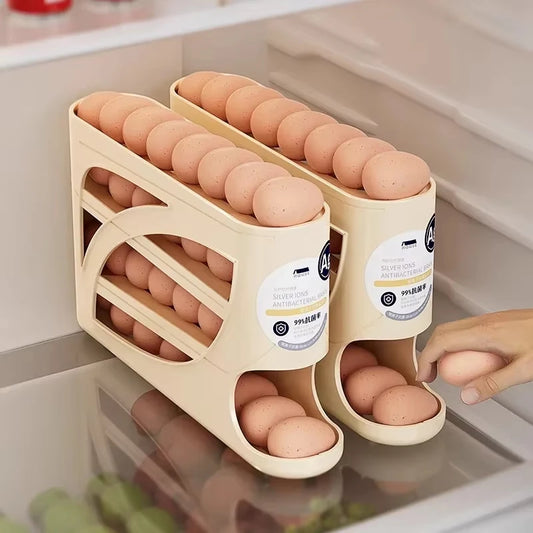 Multi Tier Sliding Egg Dispenser Automatic Rolling Refrigerator Storage Holder