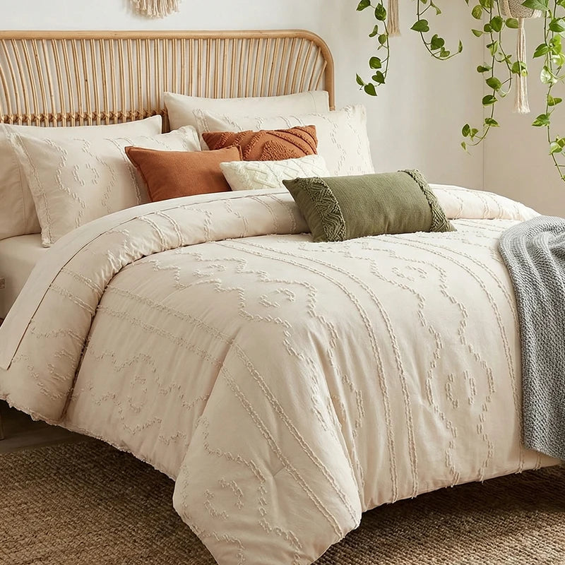 7 Piece Rustic Farmhouse Polyester Cotton Bedding Set With Sheets