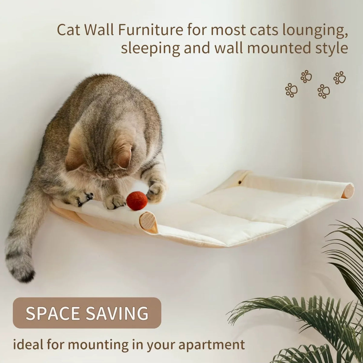 CWV Wall Mounted Cat Hammock With Sisal Scratching Steps