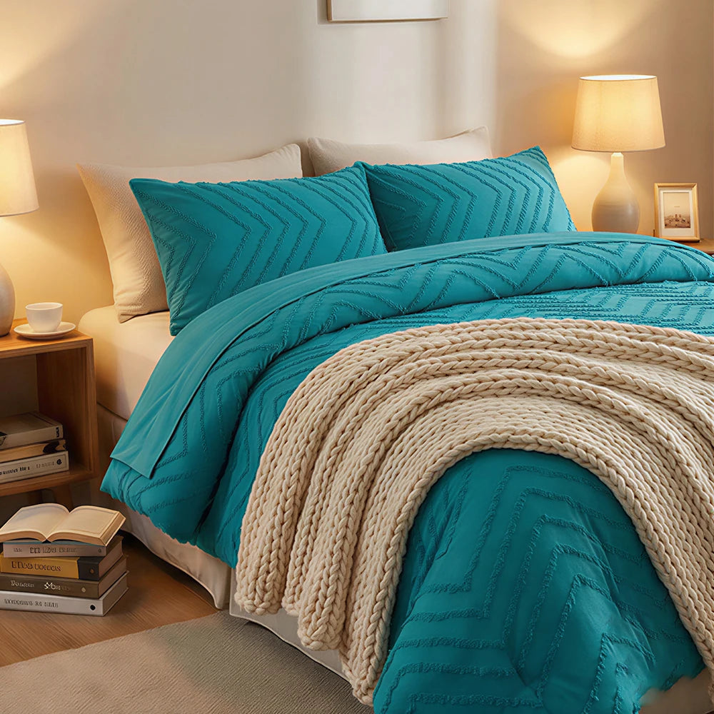 7 Piece Rustic Farmhouse Polyester Cotton Bedding Set With Sheets