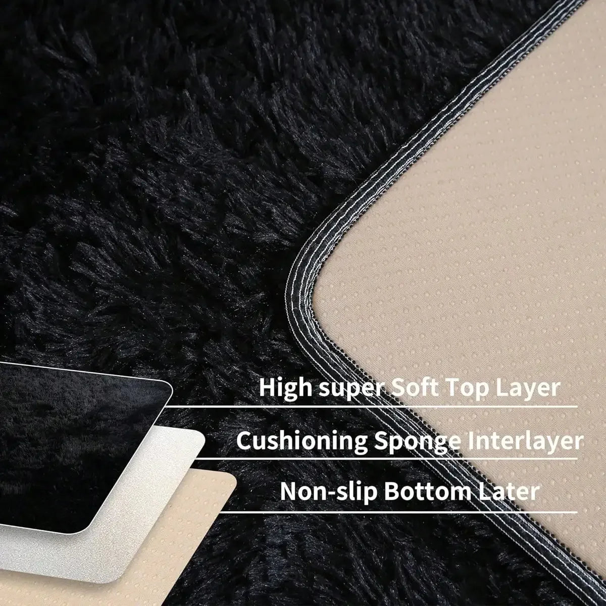 Plush Thick Long Pile Carpet Comfortable Non Slip Home Rug