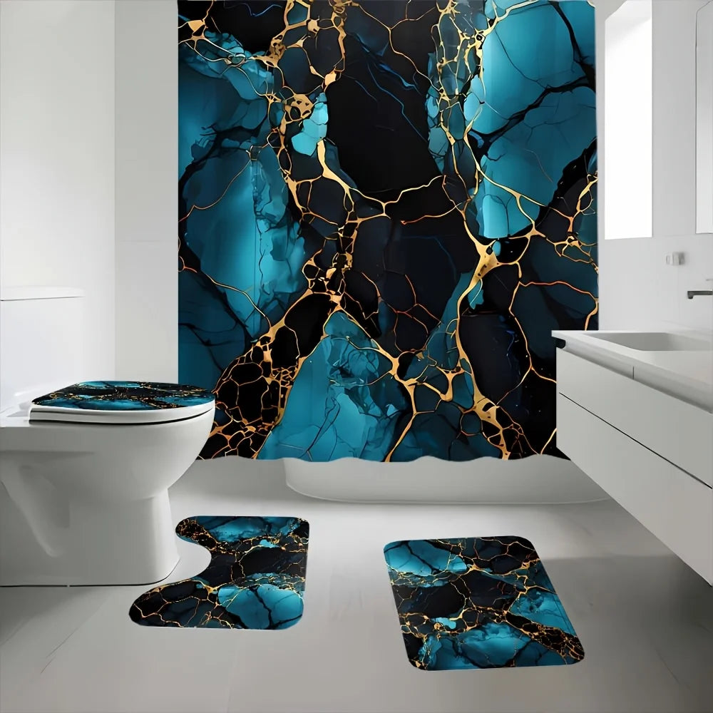 Premium Polyester Shower Curtain Set With Heavy Hooks