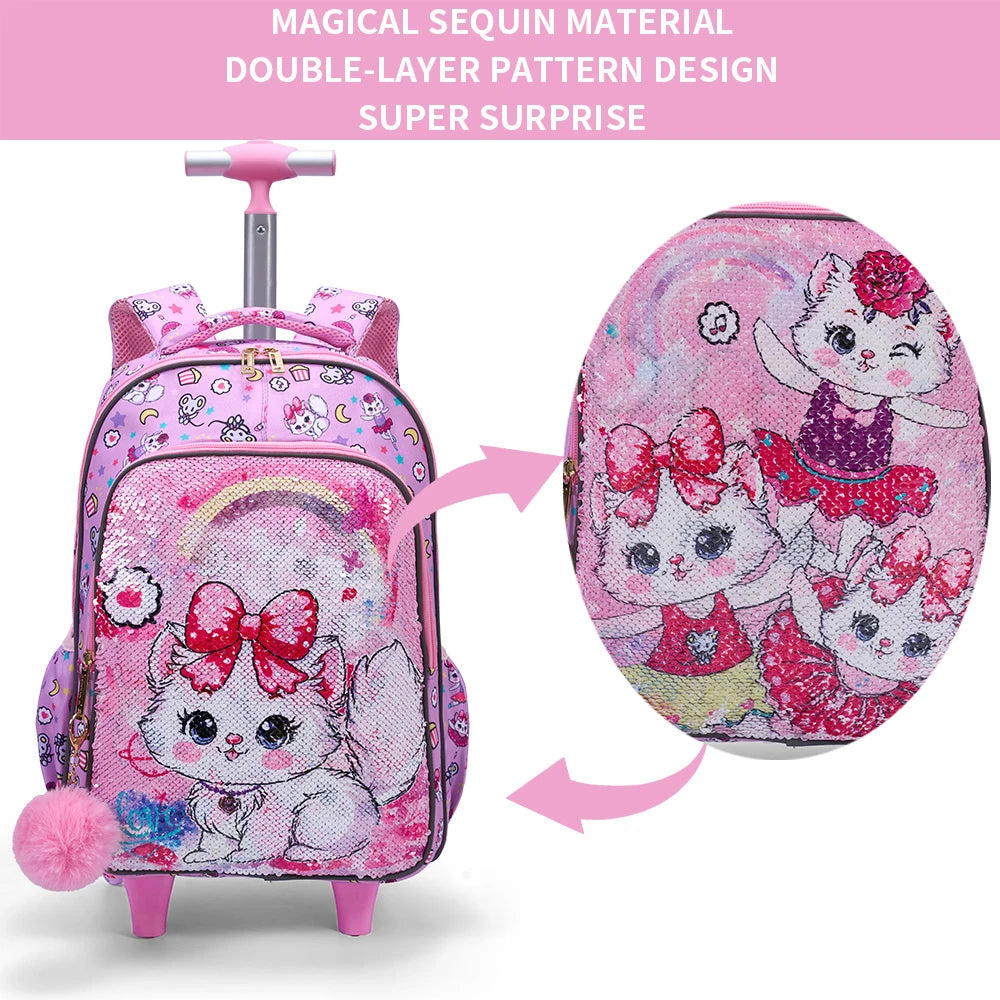 Bling Babies Kids Travel Backpack With Wheels Lunch Box Kit