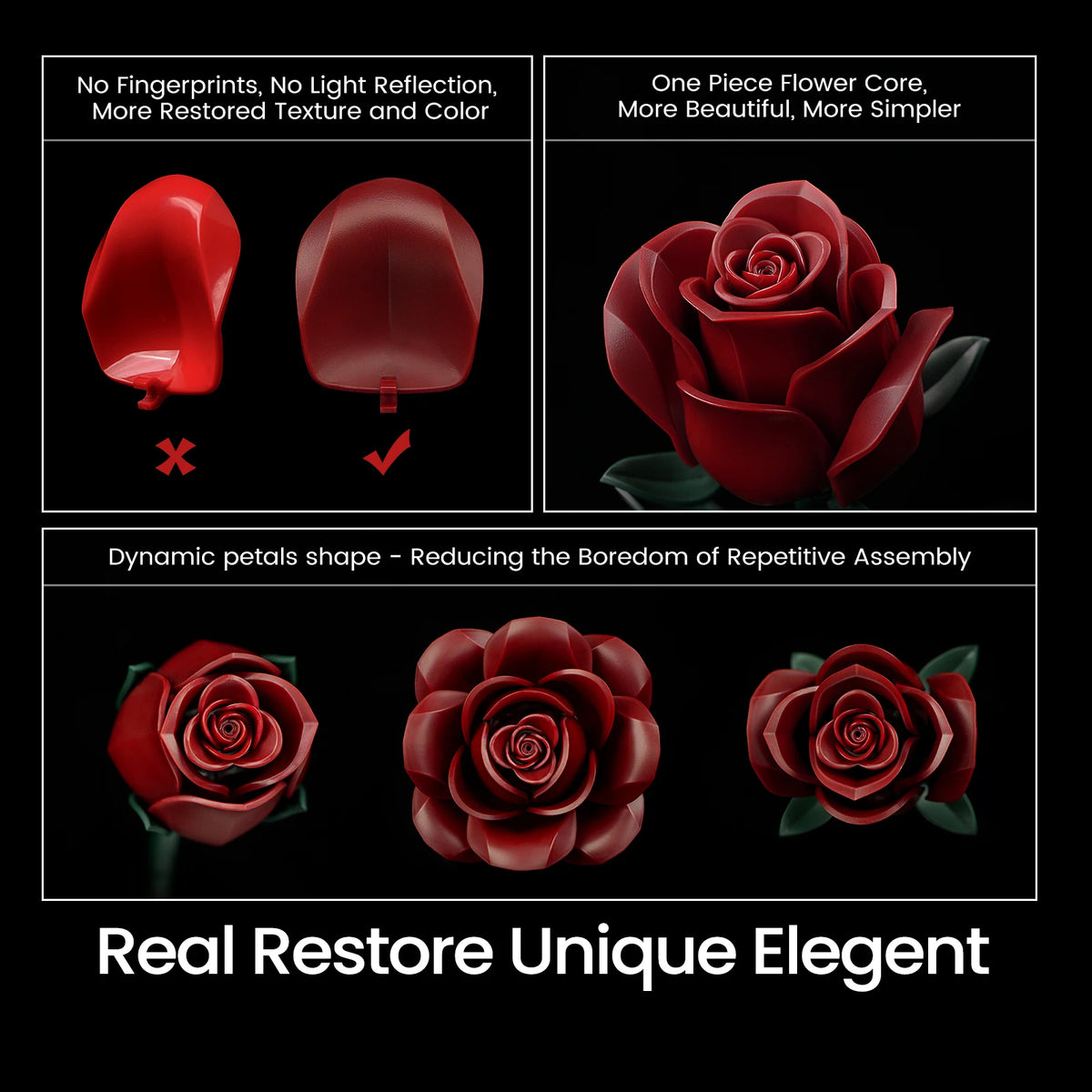 SupreOwls Roses Bouquet Building Blocks Set For Wedding Decor