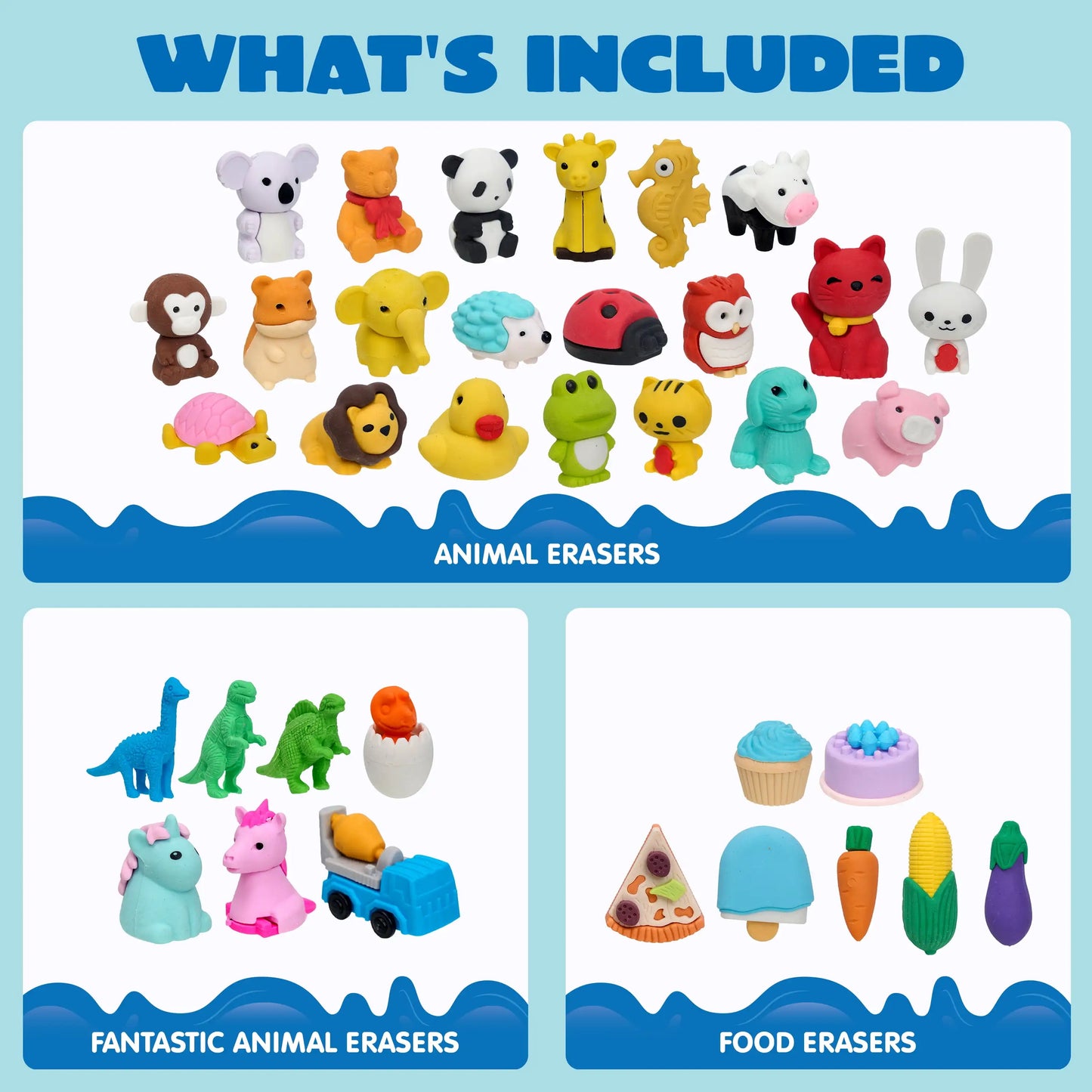 Joyfy 3D Animal Erasers Set for Pencil Desk Classroom