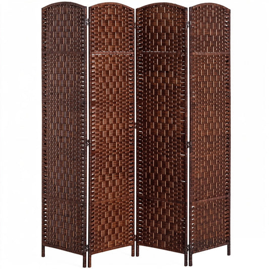 HOMCOM Handwoven Folding Room Divider Privacy Screen With Rotating Panels