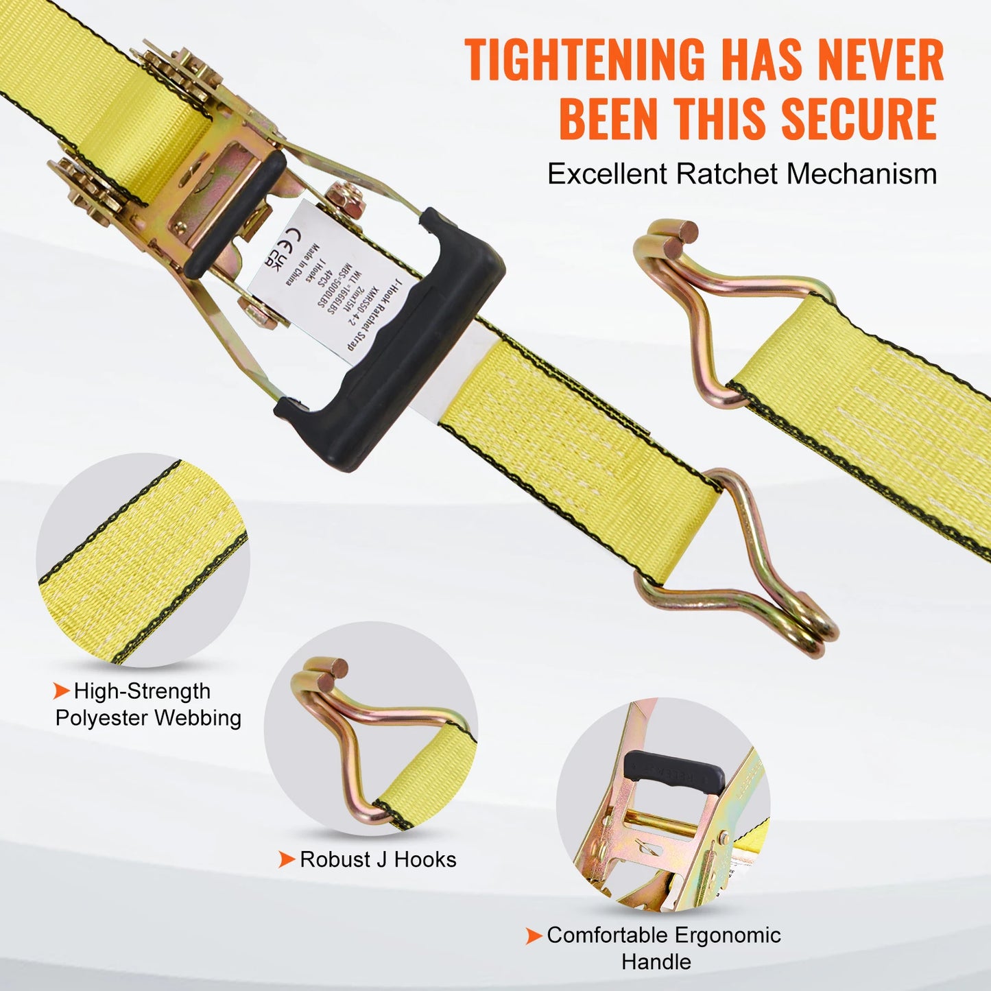 SucceBuy Heavy Duty Ratchet Tie Down Straps For Cargo