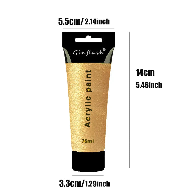 Ginflash 24 Color Acrylic Paint Set For Canvas And Paper