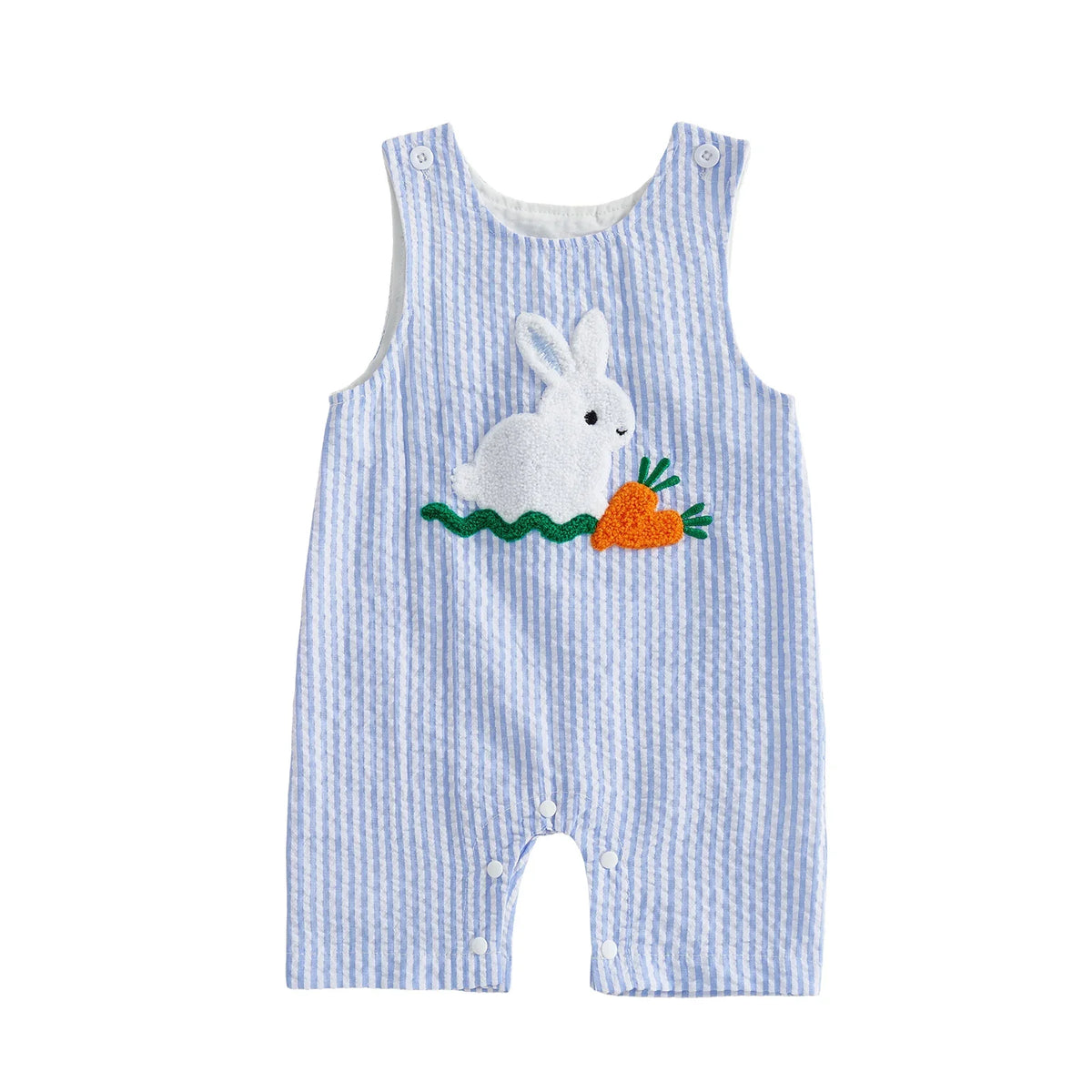 Soft Cotton Embroidered Baby Romper Button Up Summer Jumpsuit