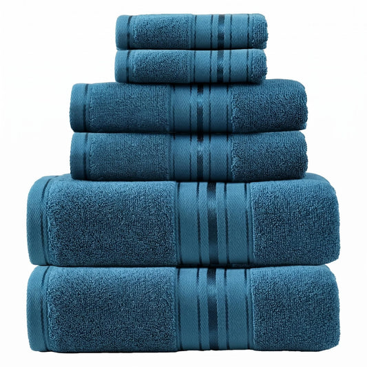 Luxury Cotton Six Piece Bath Towel Set For Modern Bathrooms