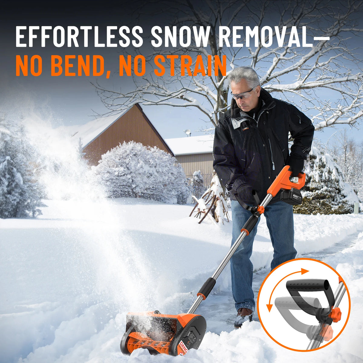 TaskStar Cordless Electric Snow Shovel With Rechargeable Battery