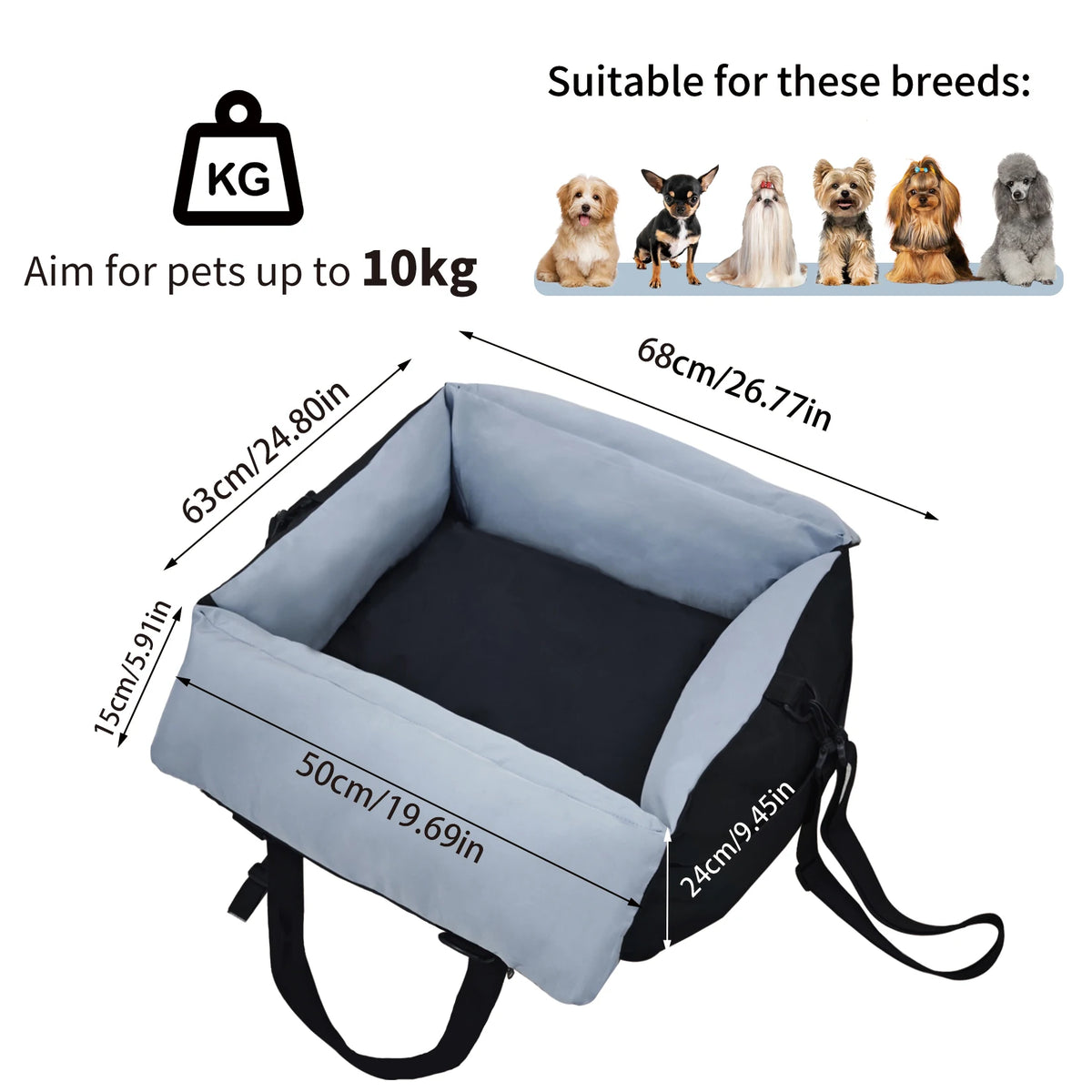Borwart Portable Dog Car Seat Pet Booster Travel