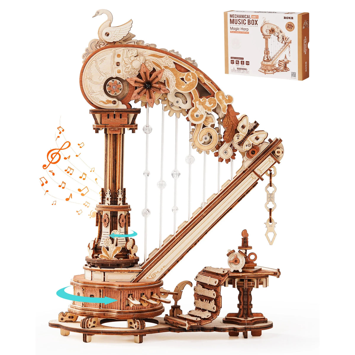 ROKR Magic Harp Music Box Wooden DIY Mechanical Puzzle Kit