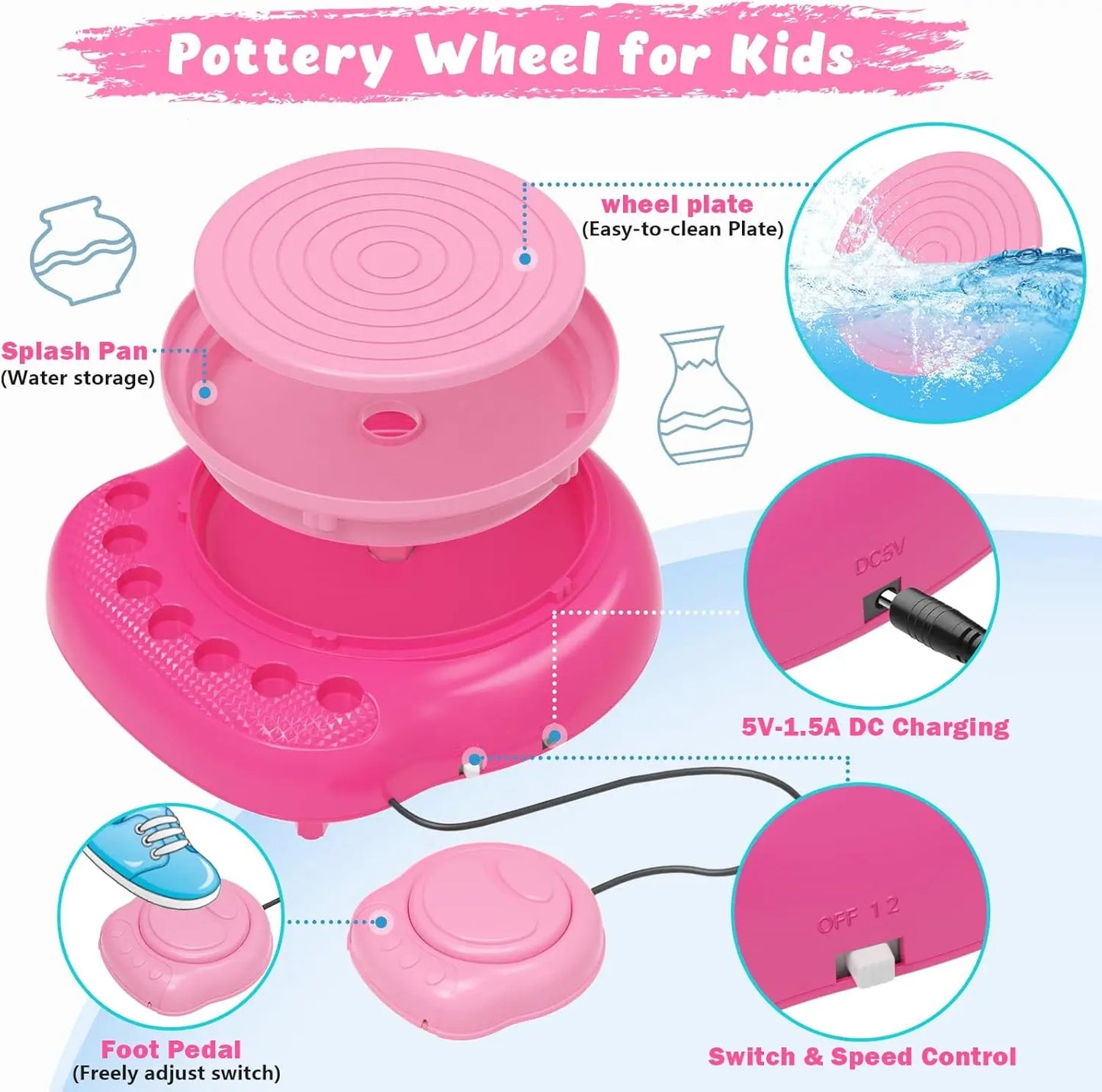 Hotfree Pottery Wheel For Kids With Clay Kit
