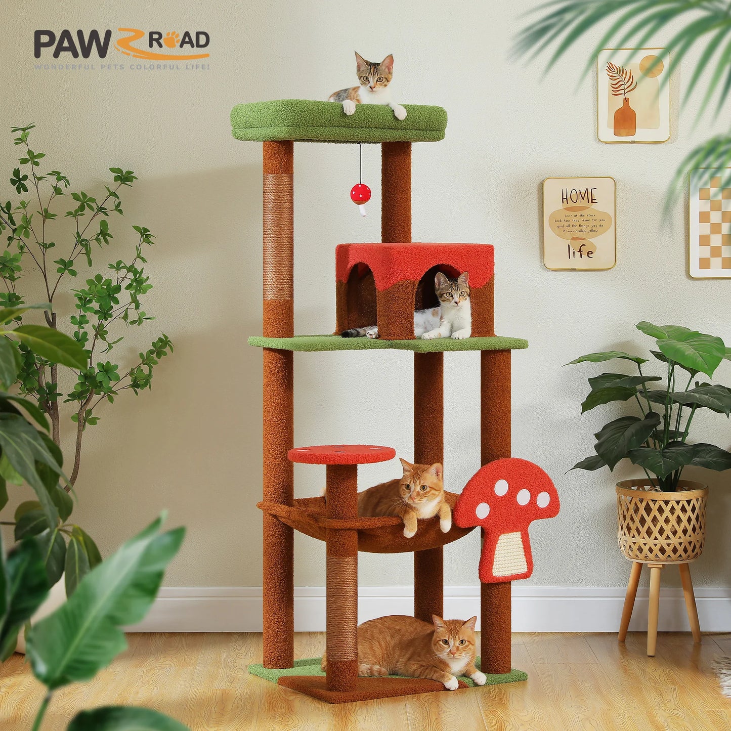 PAWZ Road Multi Level Cat Tree With Scratching Posts Hammock