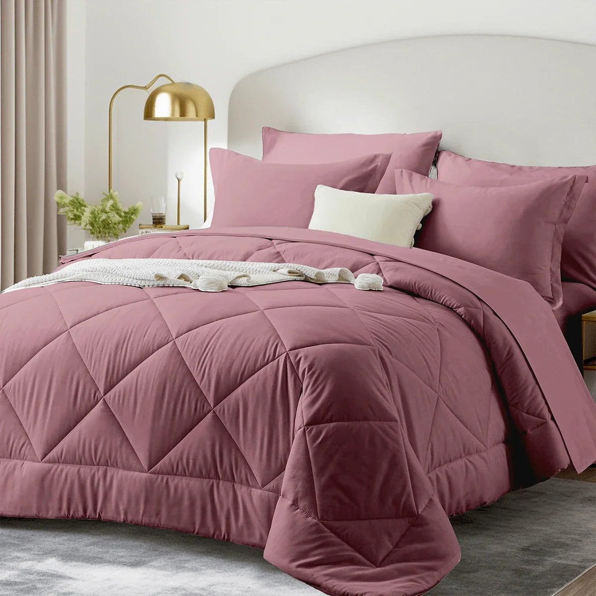 Geometric Pattern Comforter Set With Embroidered Jacquard Design