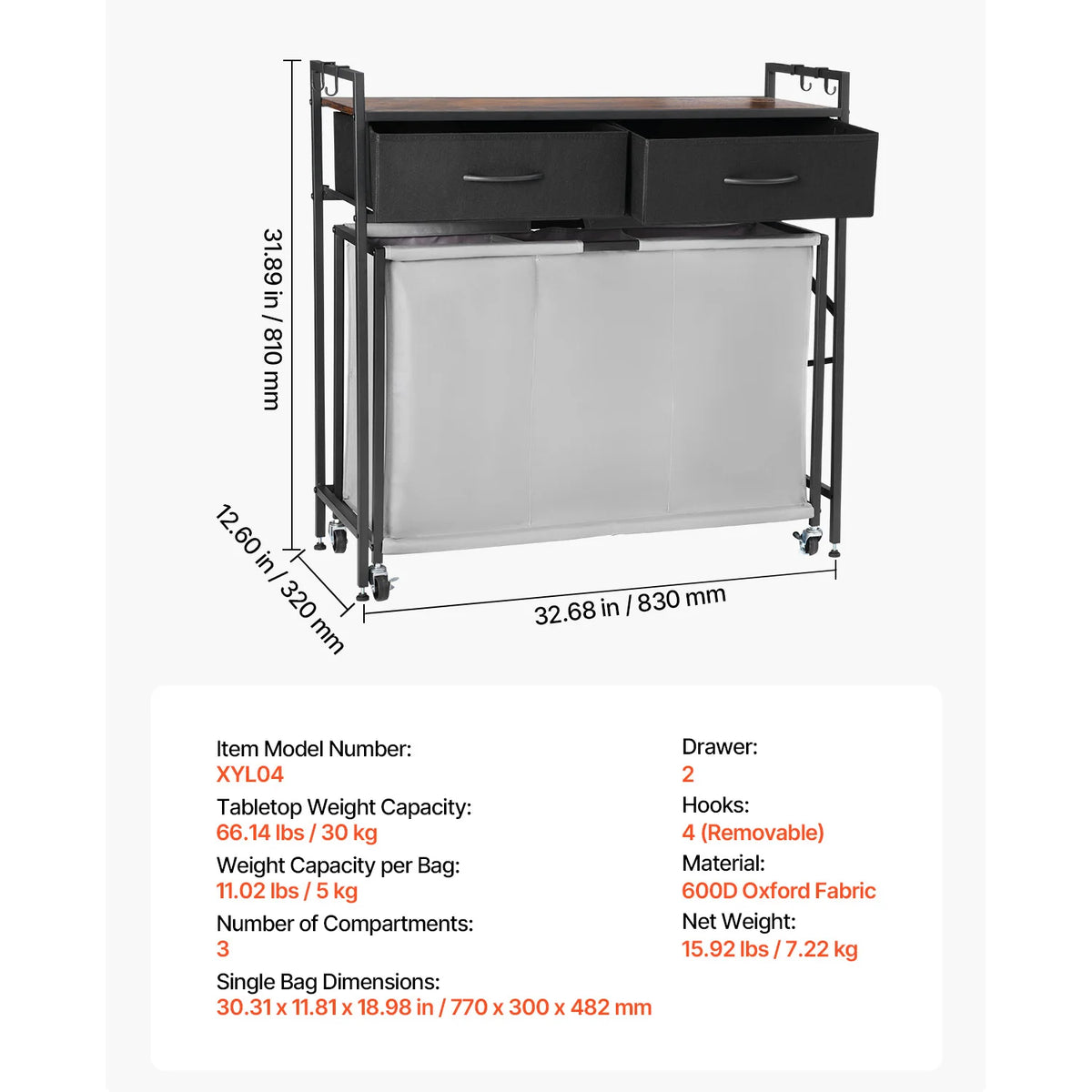 SucceBuy Dual Compartment Laundry Sorter With Metal Frame