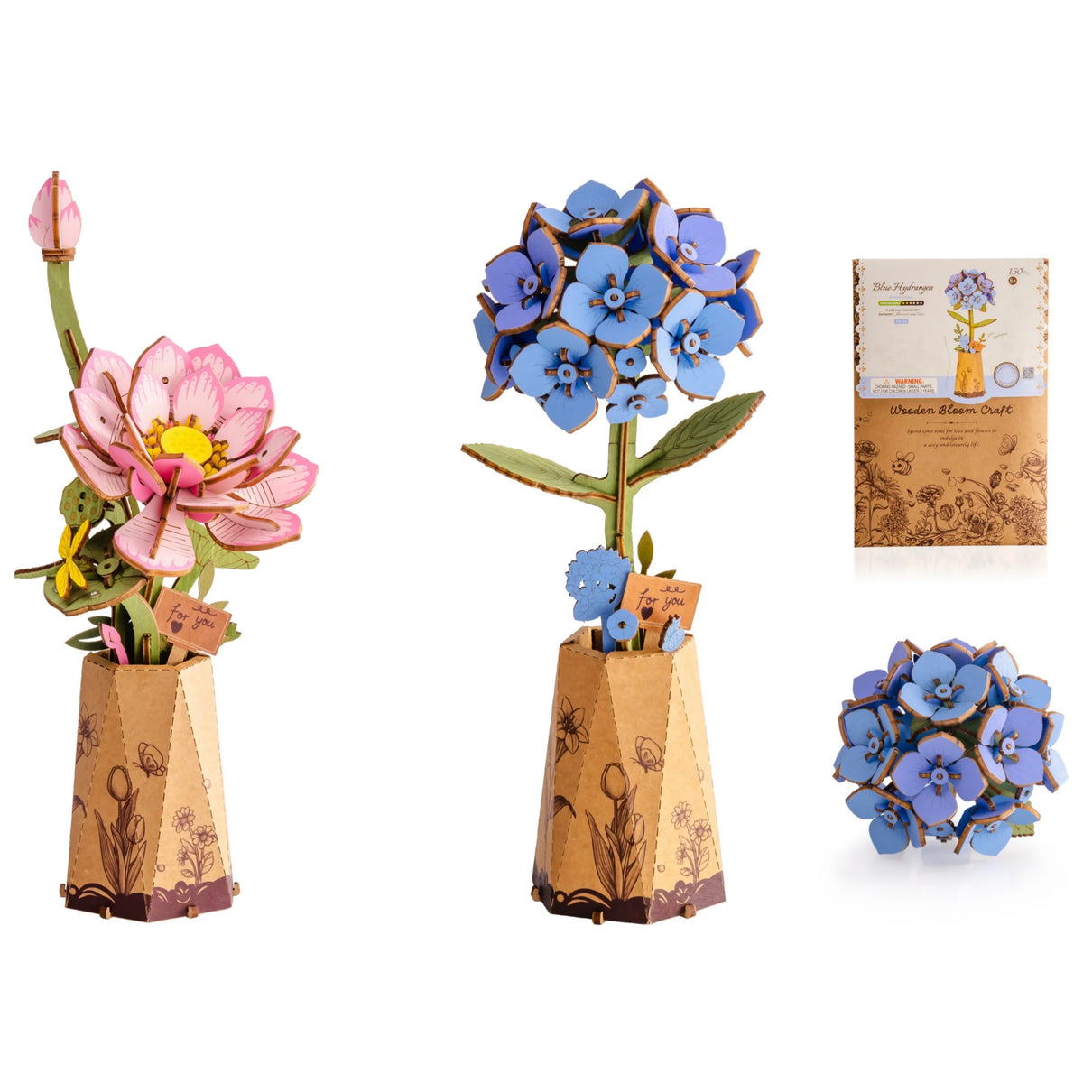 Rolife Wooden Flower 3D Puzzle DIY Craft Kit Home Decor