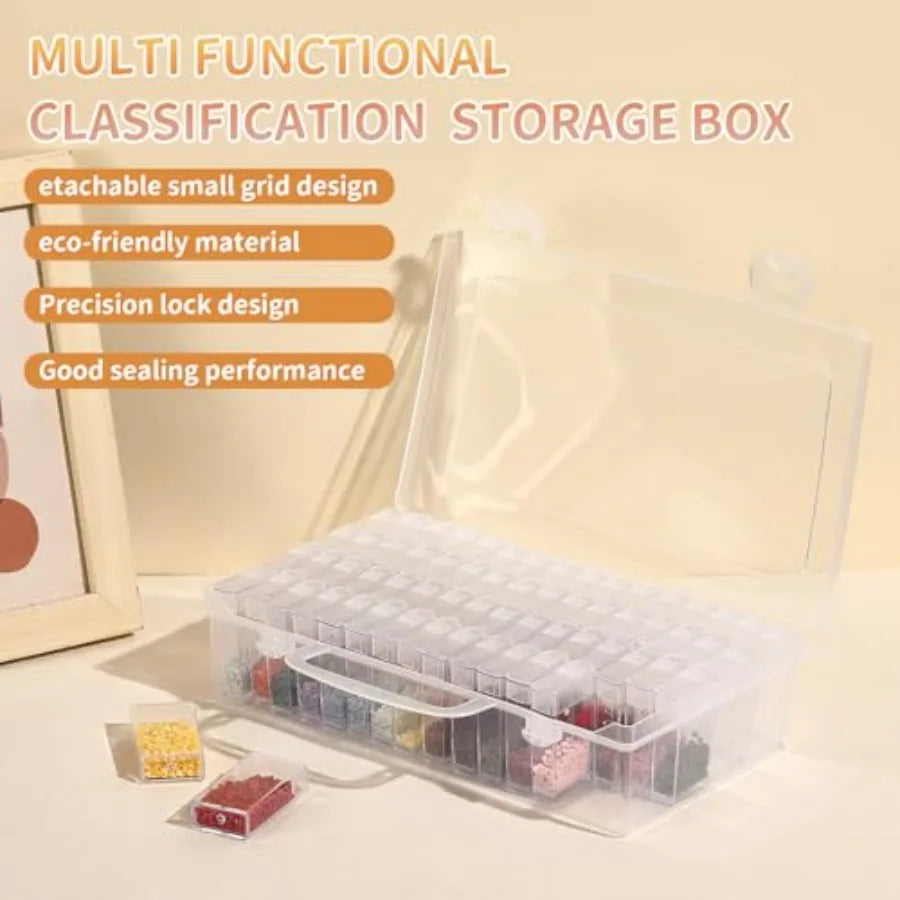Diamond Painting Tool Box 64 Grids Storage With Adjustable Dividers