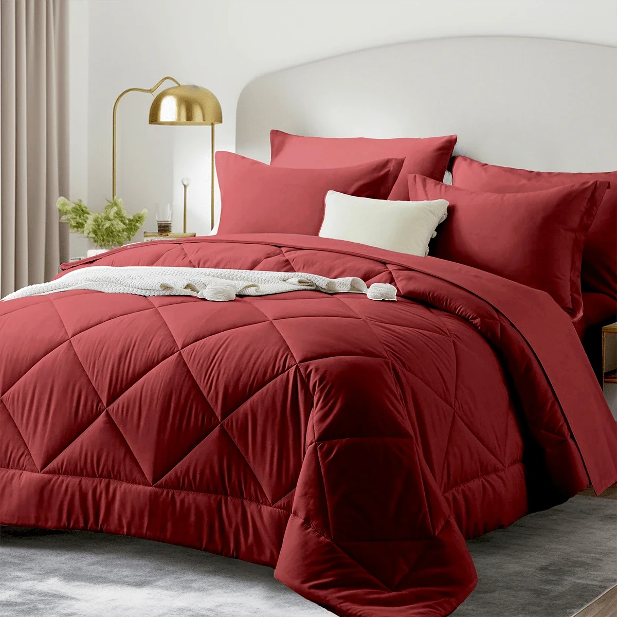 Geometric Pattern Comforter Set With Embroidered Jacquard Design