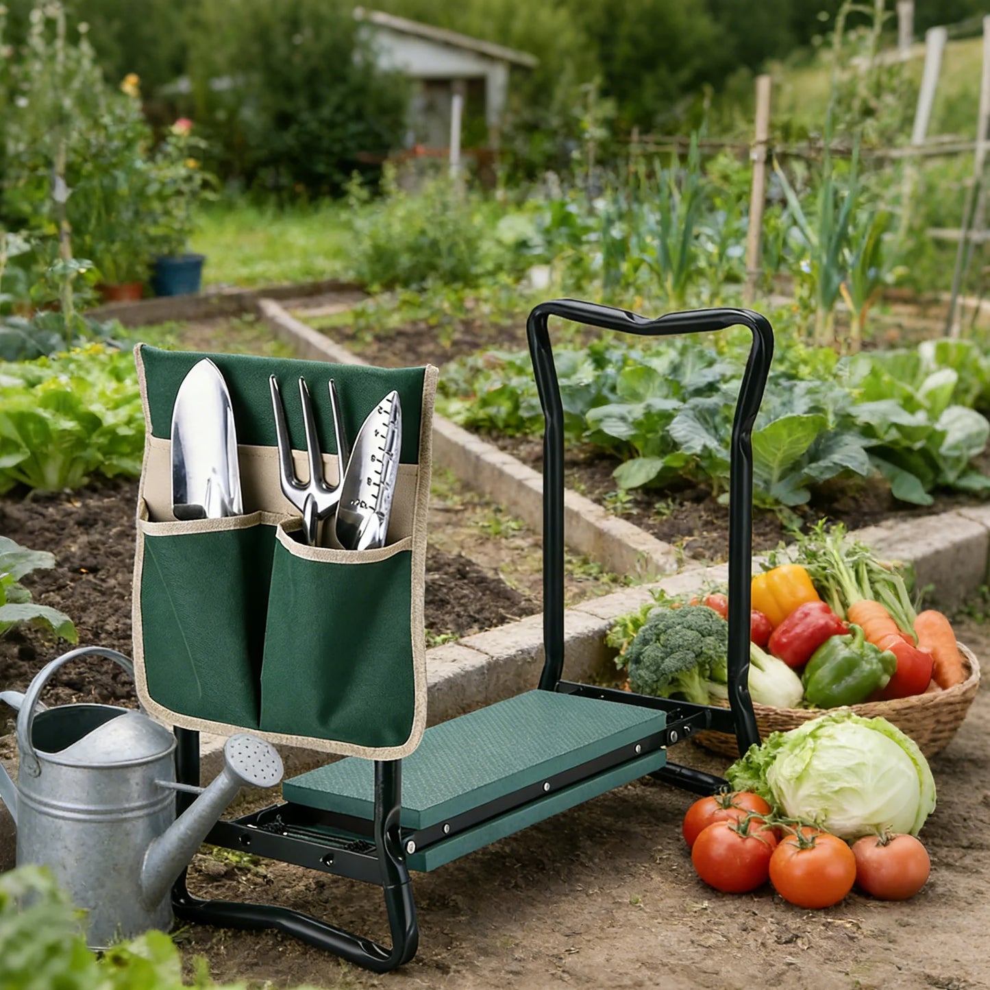Foldable 2-In-1 Garden Kneeler And Seat With Tool Bag