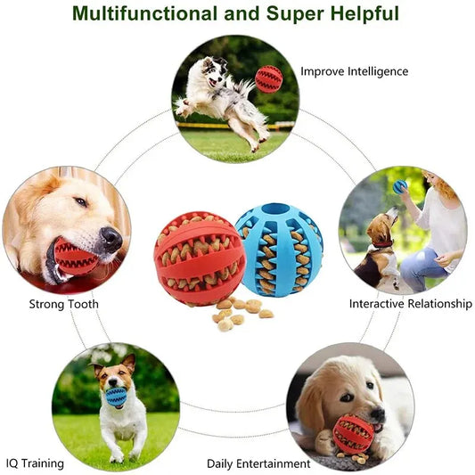 Bite Resistant Rubber Dog Chew Toy Ball With Treat Dispenser